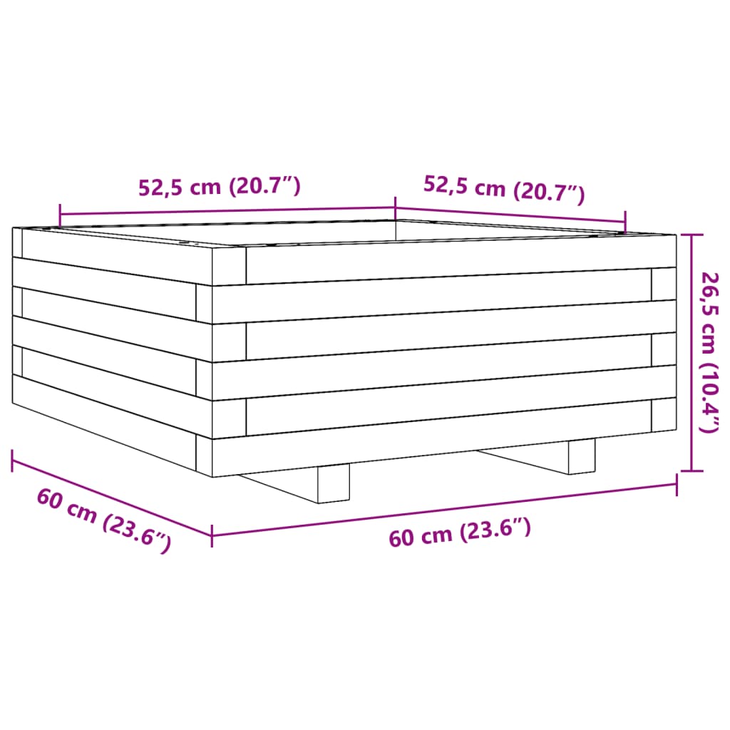 Plantenbak 60x60x26,5 cm massief grenenhout is nu te koop bij PeponiXL, paradijselijk wonen!