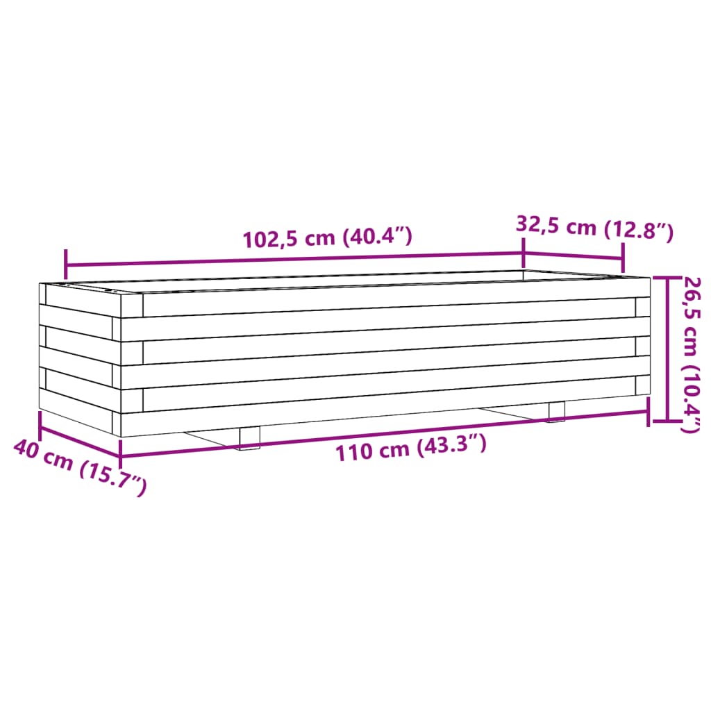 Plantenbak 110x40x26,5 cm massief grenenhout wasbruin is nu te koop bij PeponiXL, paradijselijk wonen!