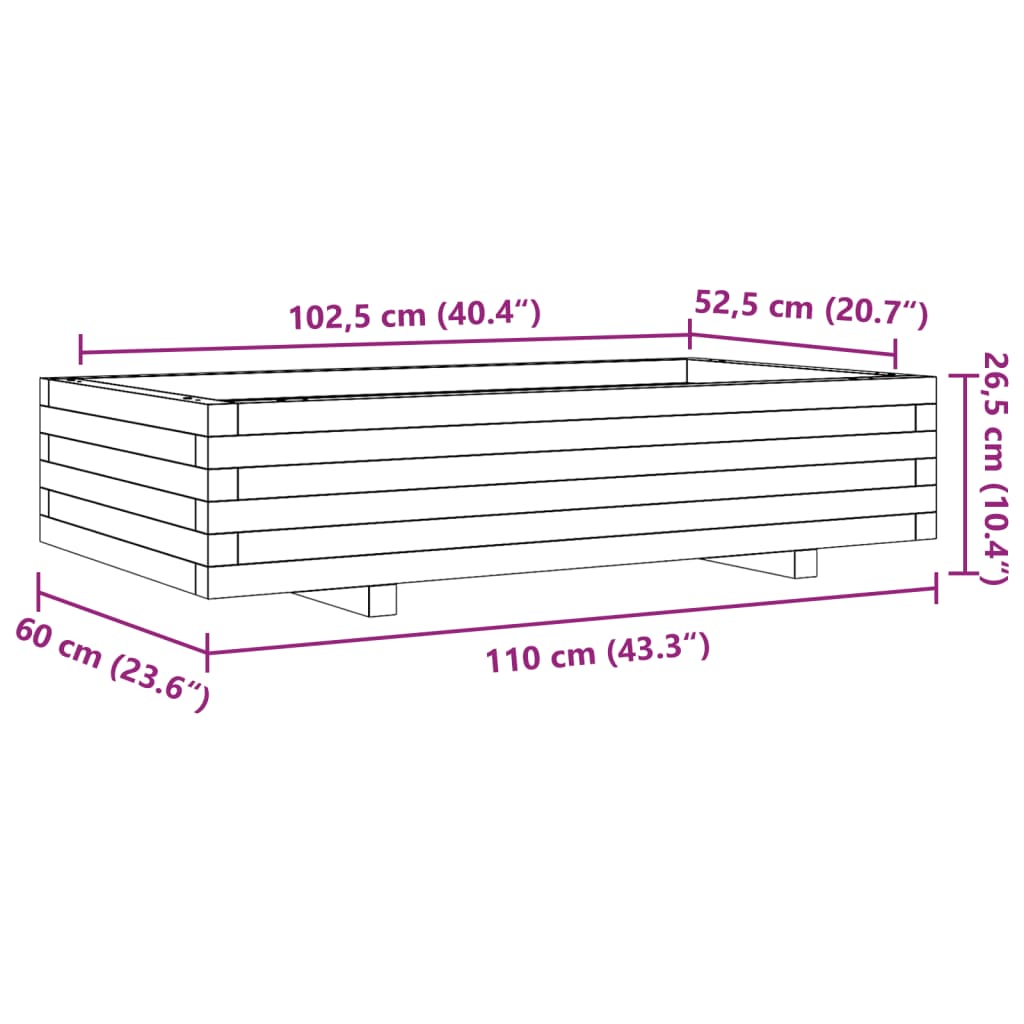 Plantenbak 110x60x26,5 cm massief grenenhout wit is nu te koop bij PeponiXL, paradijselijk wonen!