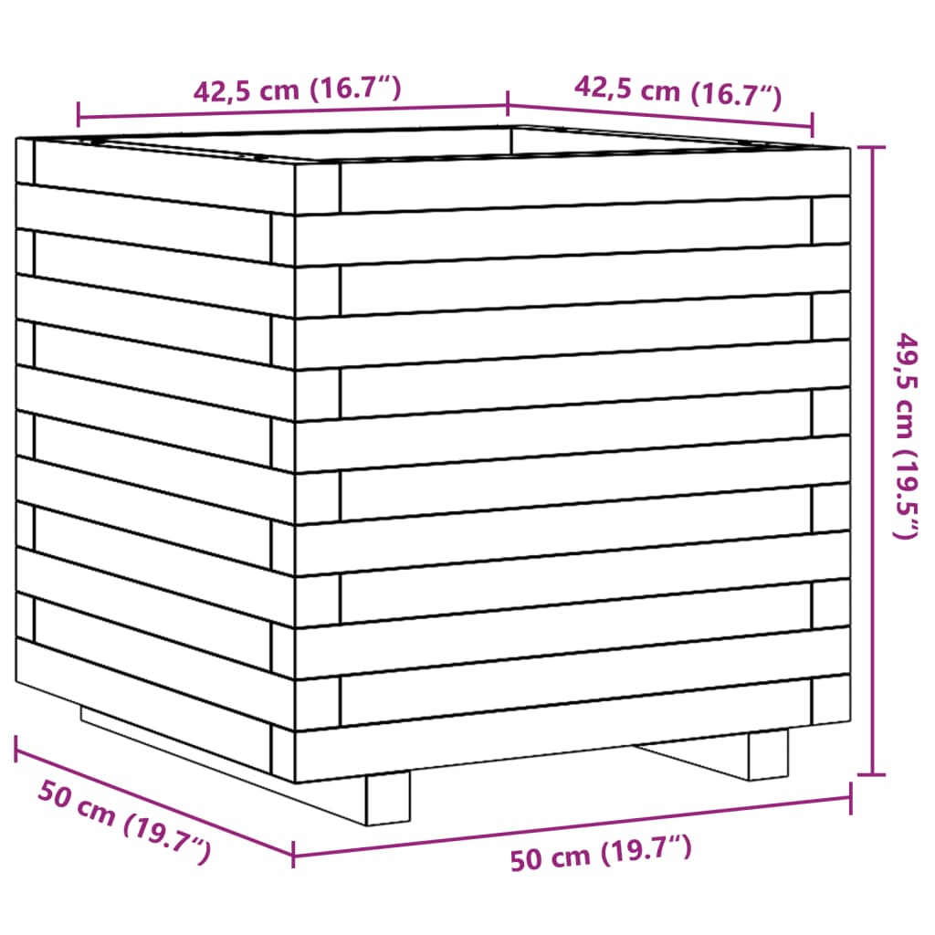 Plantenbak 50x50x49,5 cm massief grenenhout wit is nu te koop bij PeponiXL, paradijselijk wonen!