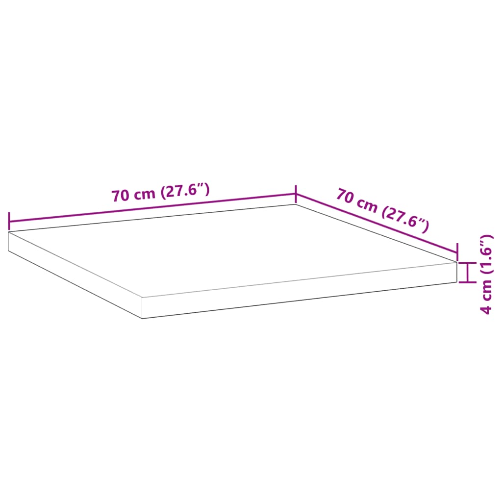 Tafelblad vierkant 70x70x4 cm massief acaciahout is nu te koop bij PeponiXL, paradijselijk wonen!