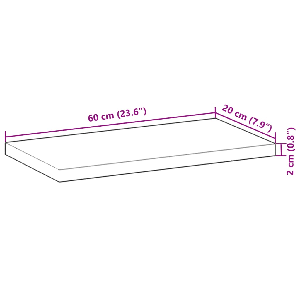 Tafelblad rechthoekig 60x20x2 cm massief acaciahout is nu te koop bij PeponiXL, paradijselijk wonen!