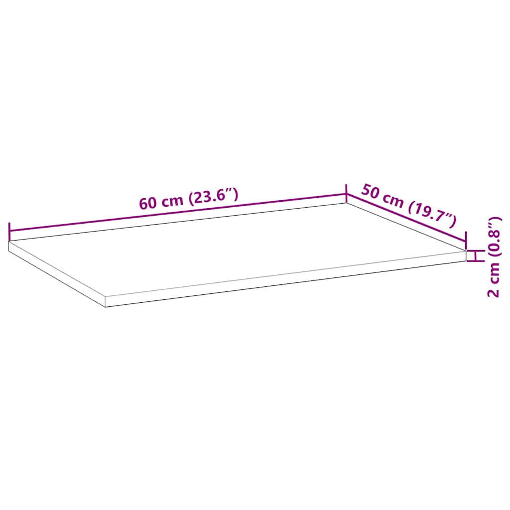Tafelblad rechthoekig 60x50x2 cm massief acaciahout is nu te koop bij PeponiXL, paradijselijk wonen!