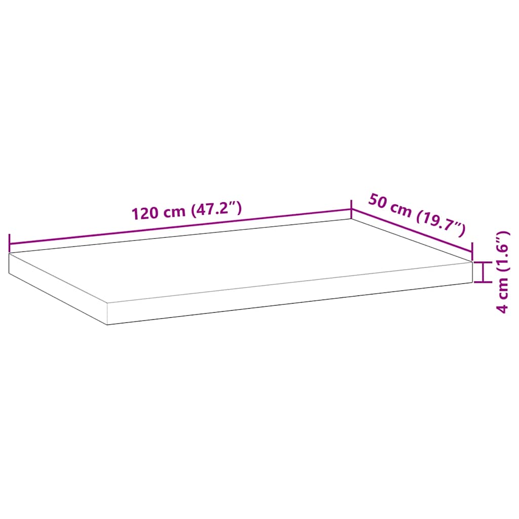 Tafelblad rechthoekig 120x50x4 cm massief acaciahout is nu te koop bij PeponiXL, paradijselijk wonen!
