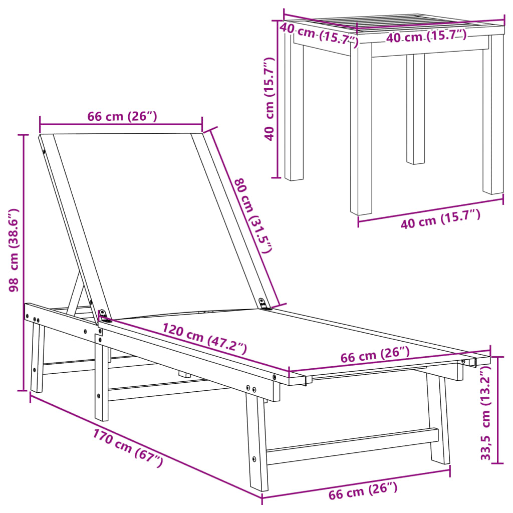 Ligbed met tafel massief acaciahout en textileen taupe is nu te koop bij PeponiXL, paradijselijk wonen!