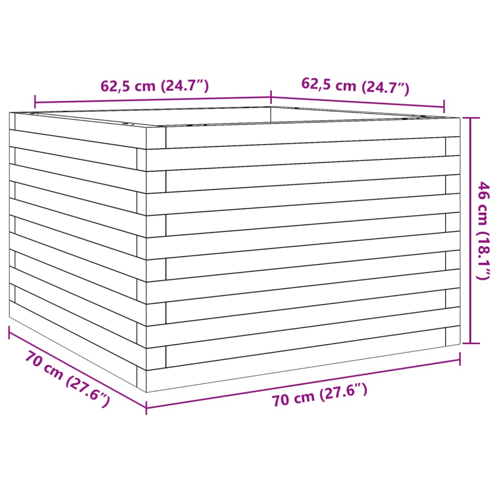 Plantenbak 70x70x46 cm massief grenenhout wit is nu te koop bij PeponiXL, paradijselijk wonen!