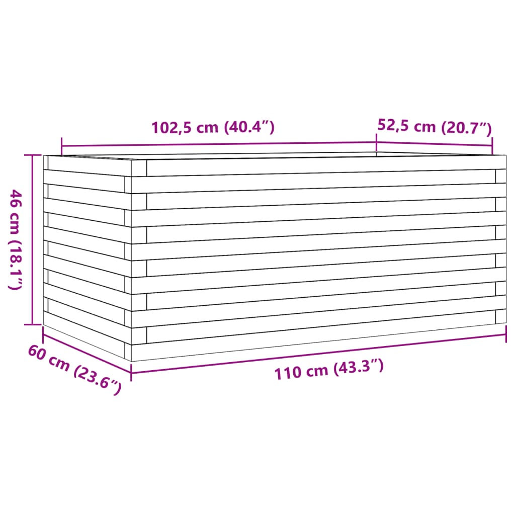 Plantenbak 110x60x46 cm massief grenenhout wasbruin is nu te koop bij PeponiXL, paradijselijk wonen!