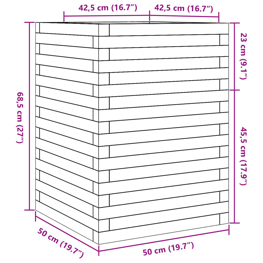 Plantenbak 50x50x68,5 cm massief douglashout is nu te koop bij PeponiXL, paradijselijk wonen!