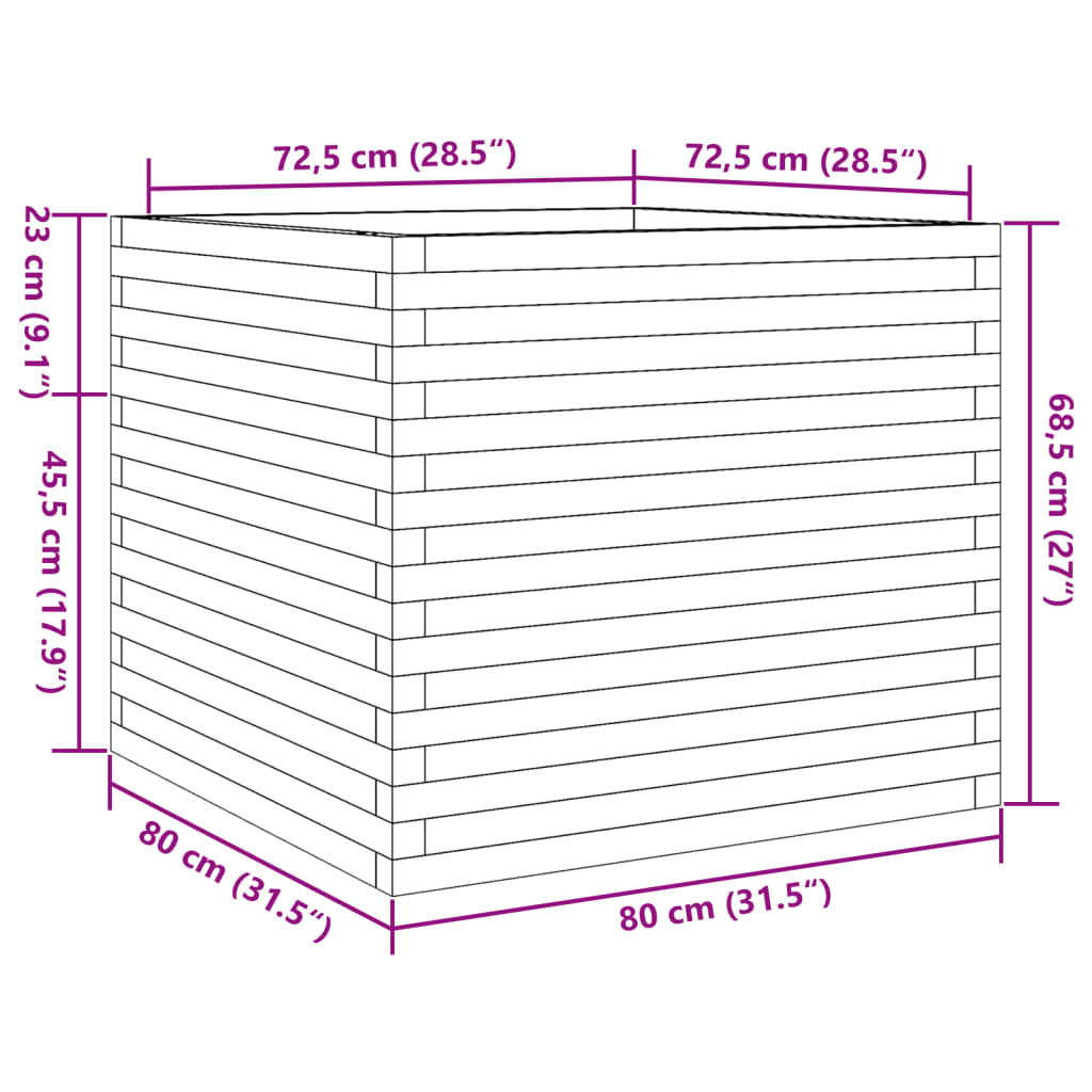 Plantenbak 80x80x68,5 cm massief grenenhout wit is nu te koop bij PeponiXL, paradijselijk wonen!