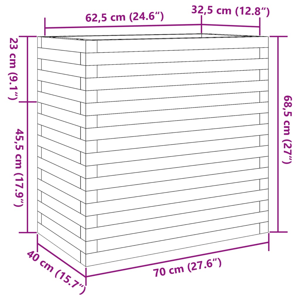 Plantenbak 70x40x68,5 cm massief grenenhout wit is nu te koop bij PeponiXL, paradijselijk wonen!