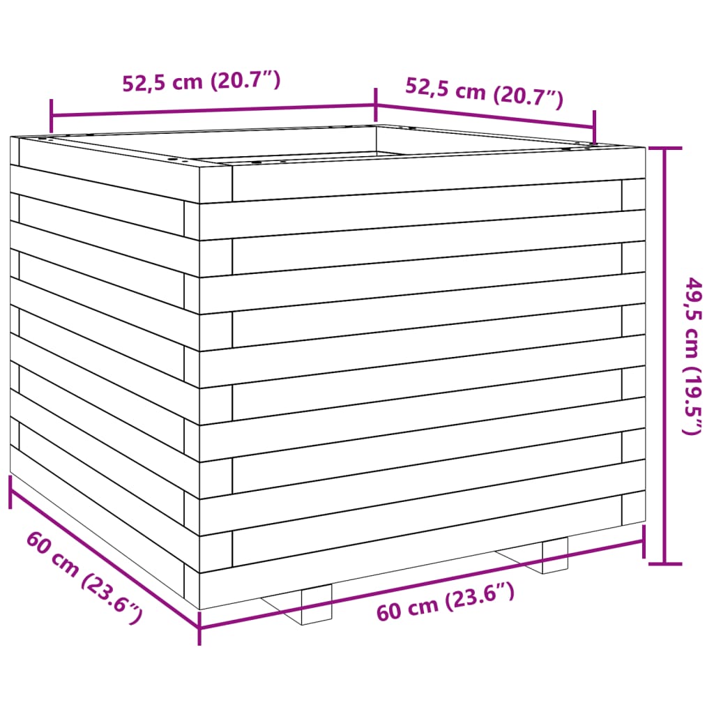 Plantenbak 60x60x49,5 cm massief grenenhout wasbruin is nu te koop bij PeponiXL, paradijselijk wonen!