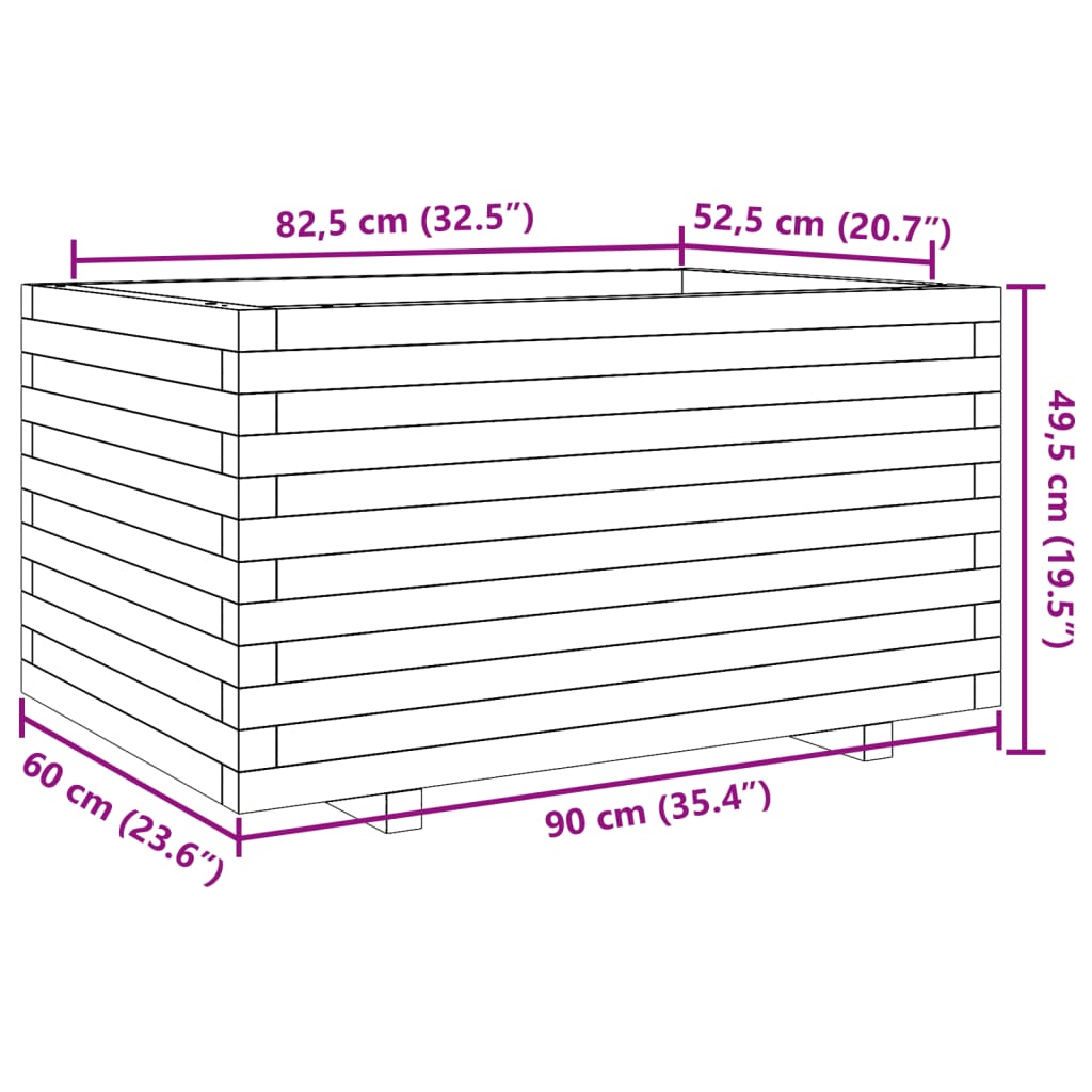 Plantenbak 90x60x49,5 cm massief grenenhout is nu te koop bij PeponiXL, paradijselijk wonen!