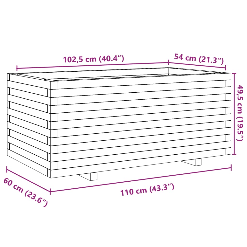 Plantenbak 110x60x49,5 cm massief grenenhout wasbruin is nu te koop bij PeponiXL, paradijselijk wonen!