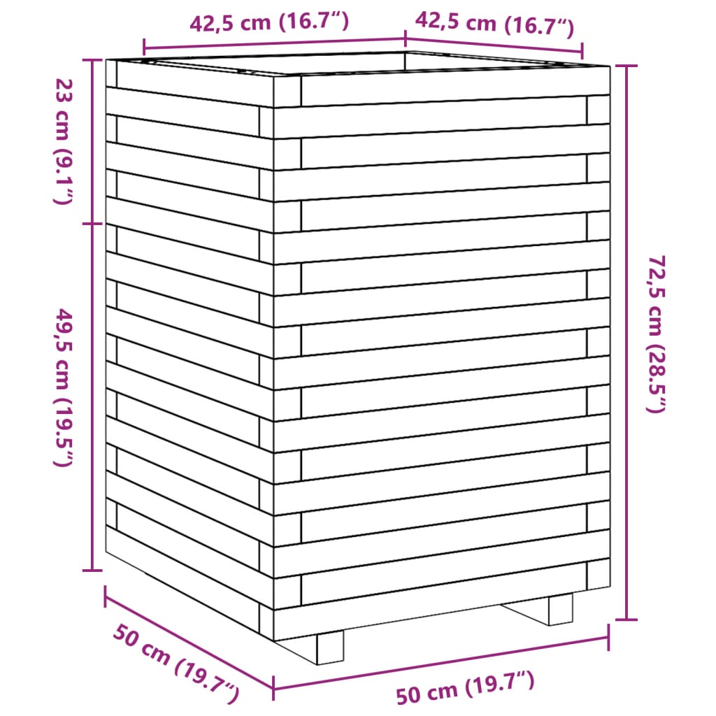 Plantenbak 50x50x72,5 cm massief grenenhout wit is nu te koop bij PeponiXL, paradijselijk wonen!