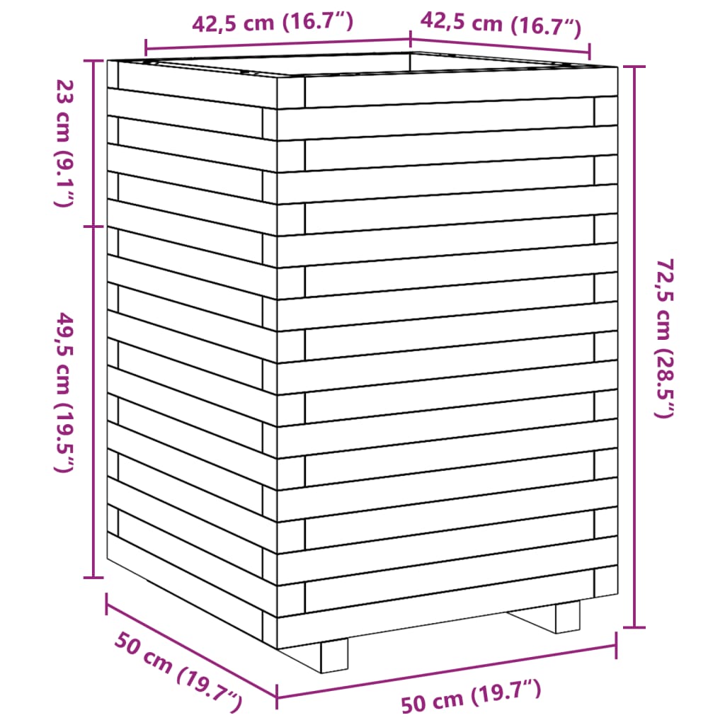 Plantenbak 50x50x72,5 cm massief grenenhout wasbruin is nu te koop bij PeponiXL, paradijselijk wonen!