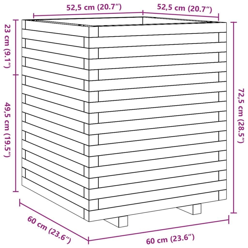 Plantenbak 60x60x72,5 cm massief grenenhout wasbruin is nu te koop bij PeponiXL, paradijselijk wonen!