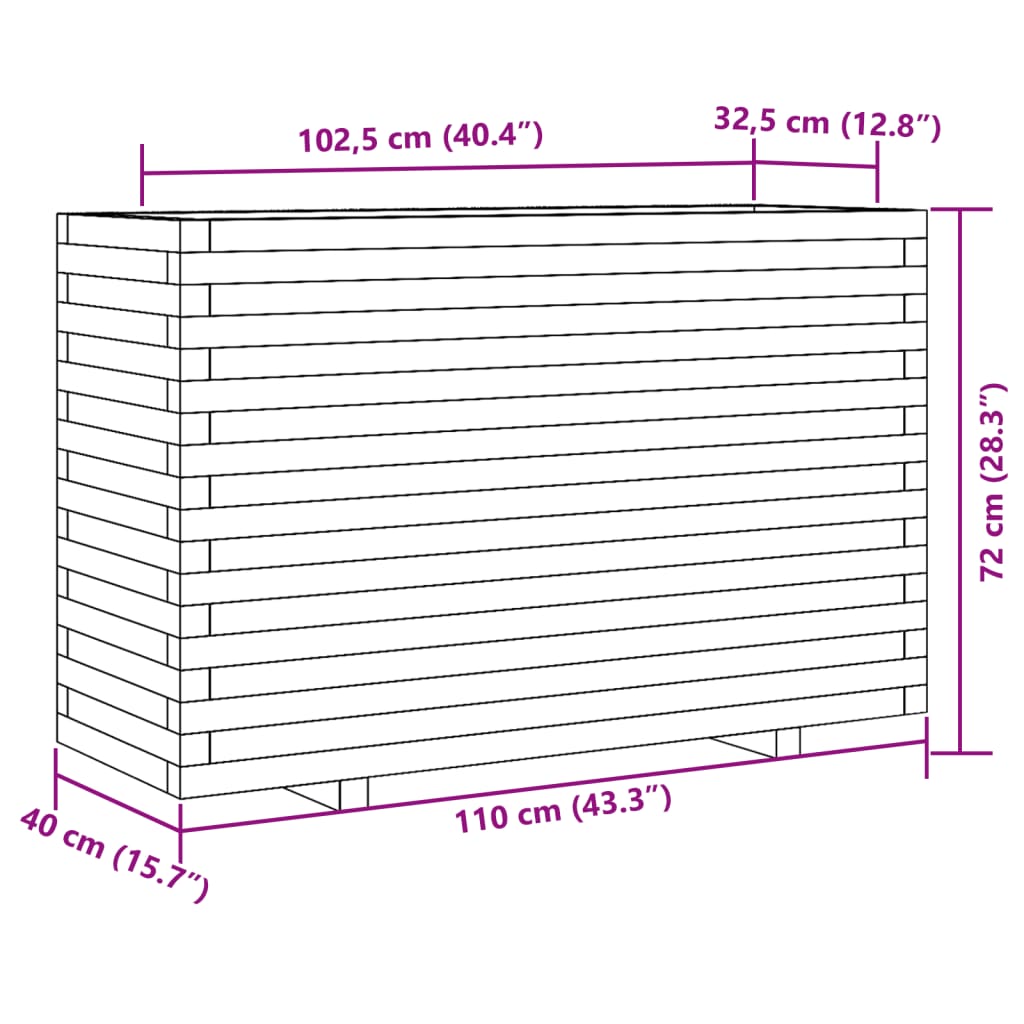 Plantenbak 110x40x72 cm massief grenenhout wasbruin is nu te koop bij PeponiXL, paradijselijk wonen!
