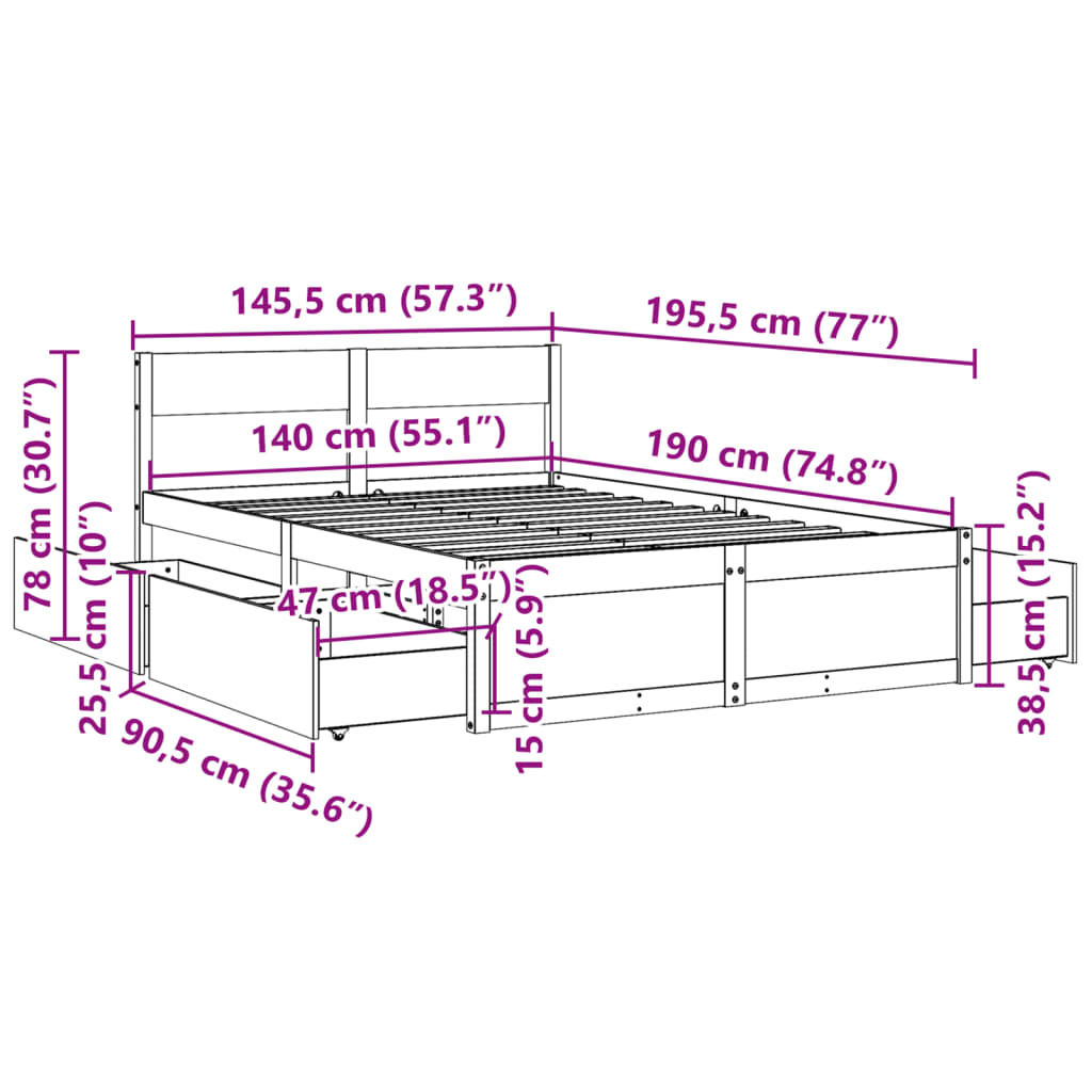 Bed met matras massief grenenhout wasbruin 140x190 cm is nu te koop bij PeponiXL, paradijselijk wonen!