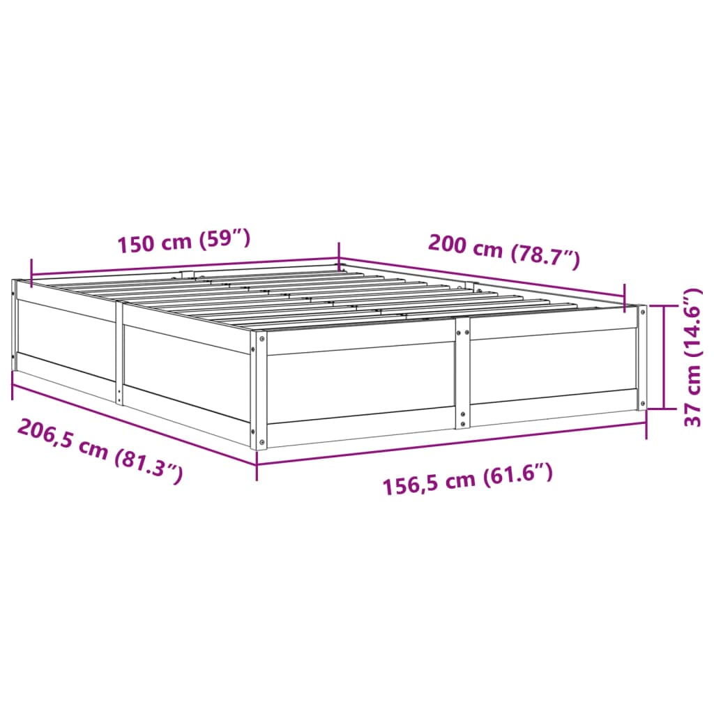 Bedframe zonder matras massief grenenhout wasbruin 150x200 cm is nu te koop bij PeponiXL, paradijselijk wonen!