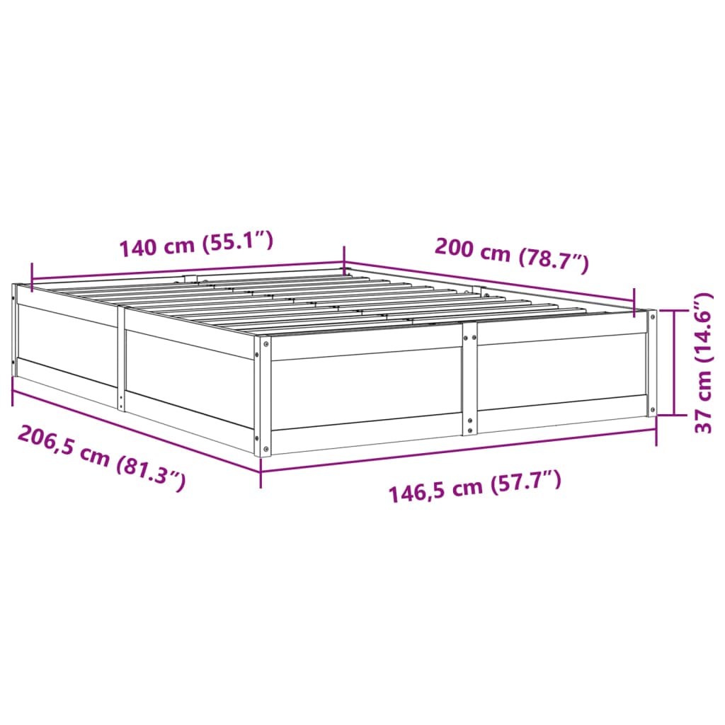 Bedframe zonder matras massief grenenhout wasbruin 140x200 cm is nu te koop bij PeponiXL, paradijselijk wonen!