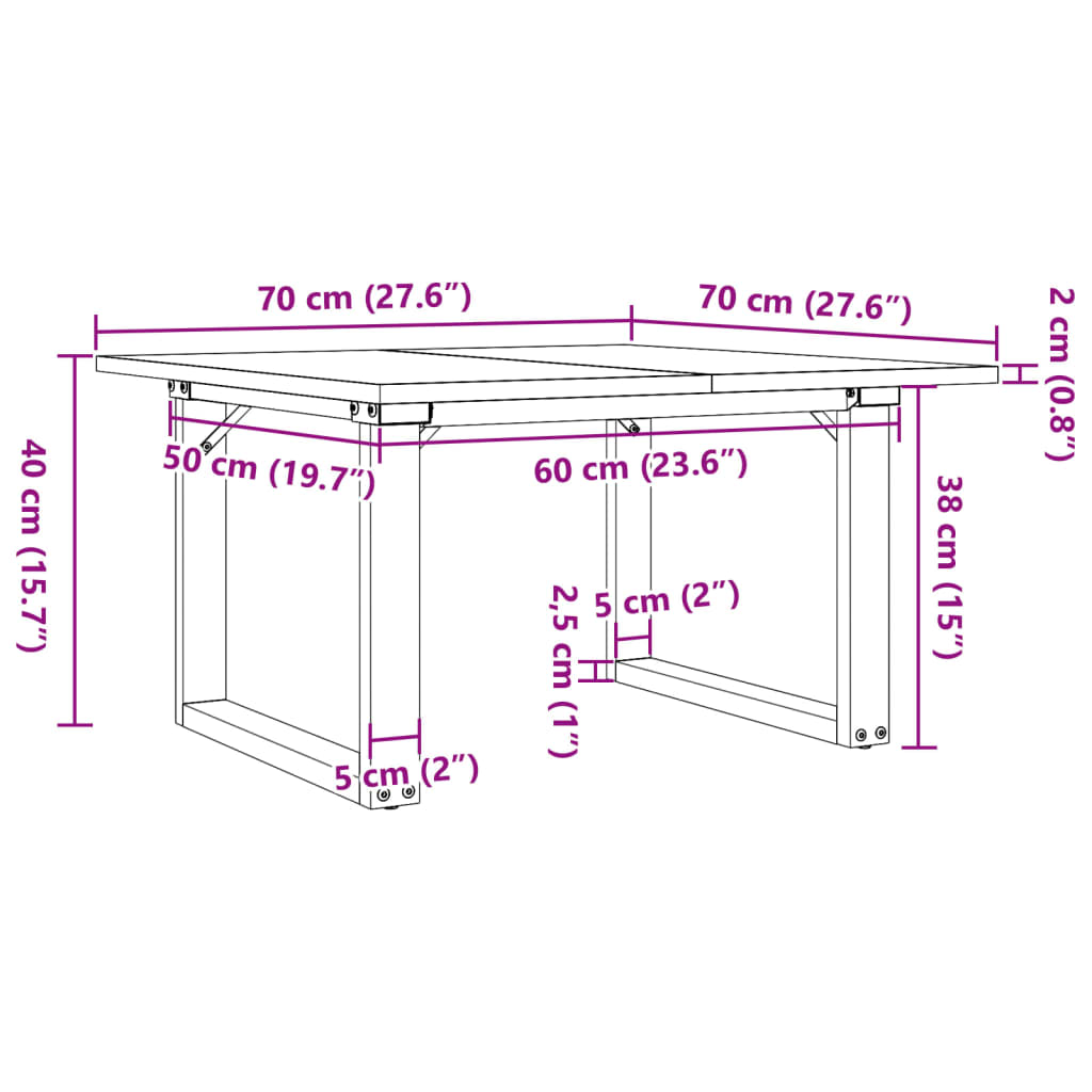 Salontafel O-frame 70x70x40 cm massief grenenhout en staal is nu te koop bij PeponiXL, paradijselijk wonen!