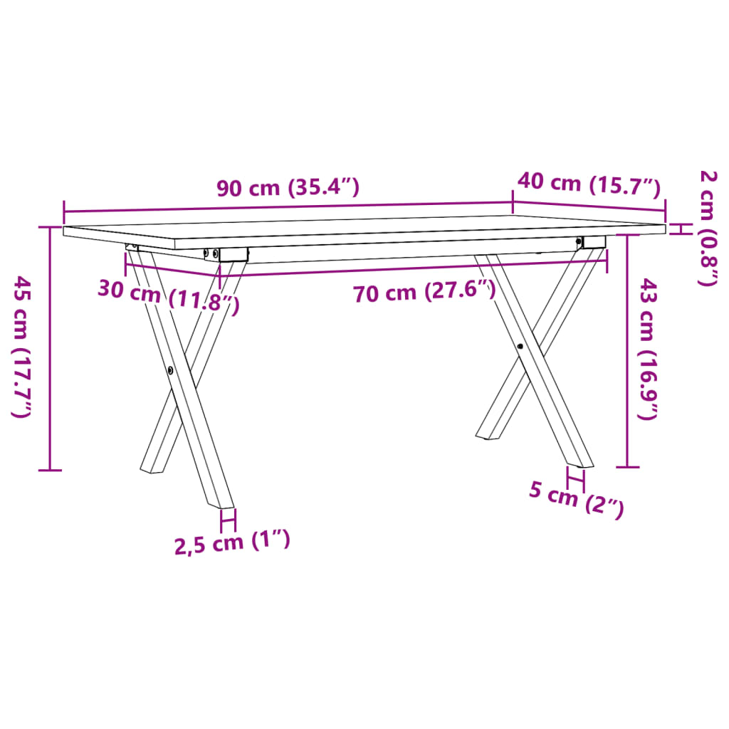 Salontafel X-frame 90x40x45 cm massief grenenhout en staal is nu te koop bij PeponiXL, paradijselijk wonen!
