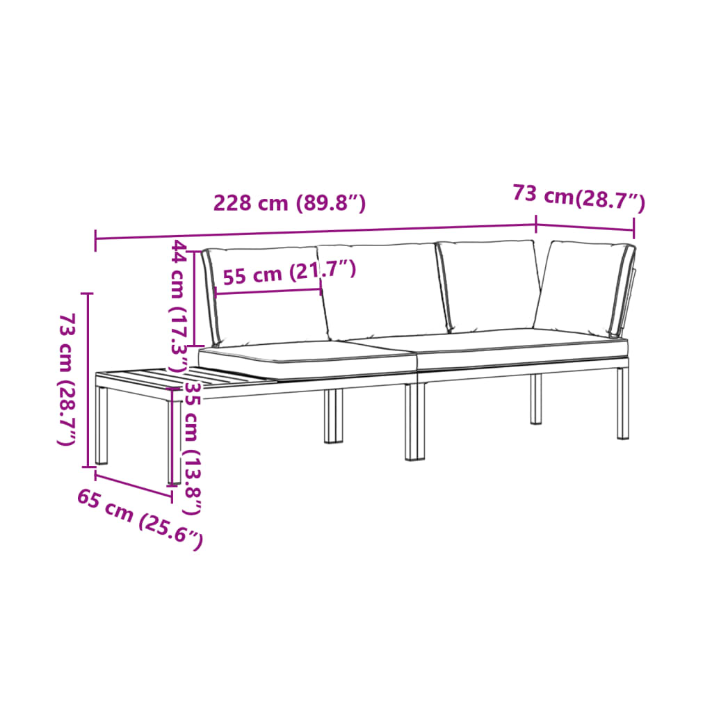 2-delige Loungeset met kussens aluminium zwart is nu te koop bij PeponiXL, paradijselijk wonen!