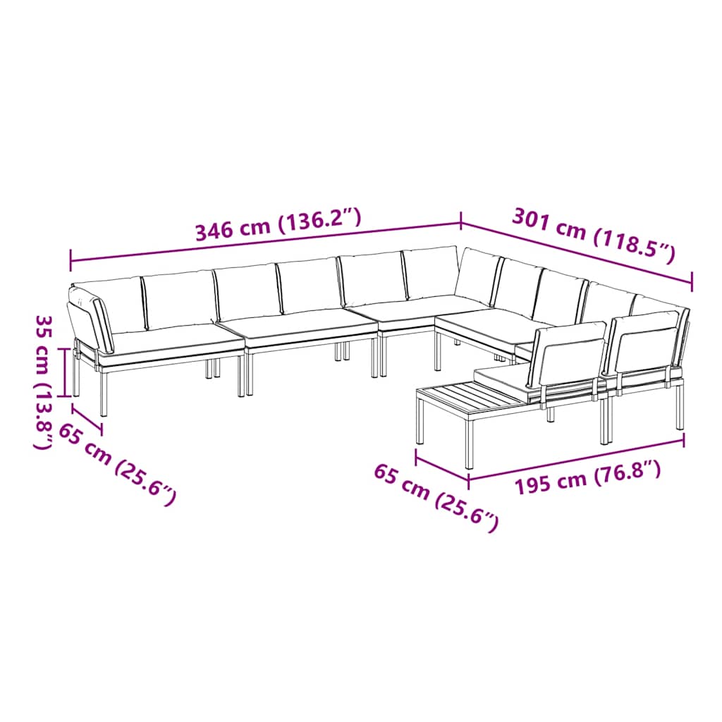 6-delige Loungeset met kussens aluminium zwart is nu te koop bij PeponiXL, paradijselijk wonen!