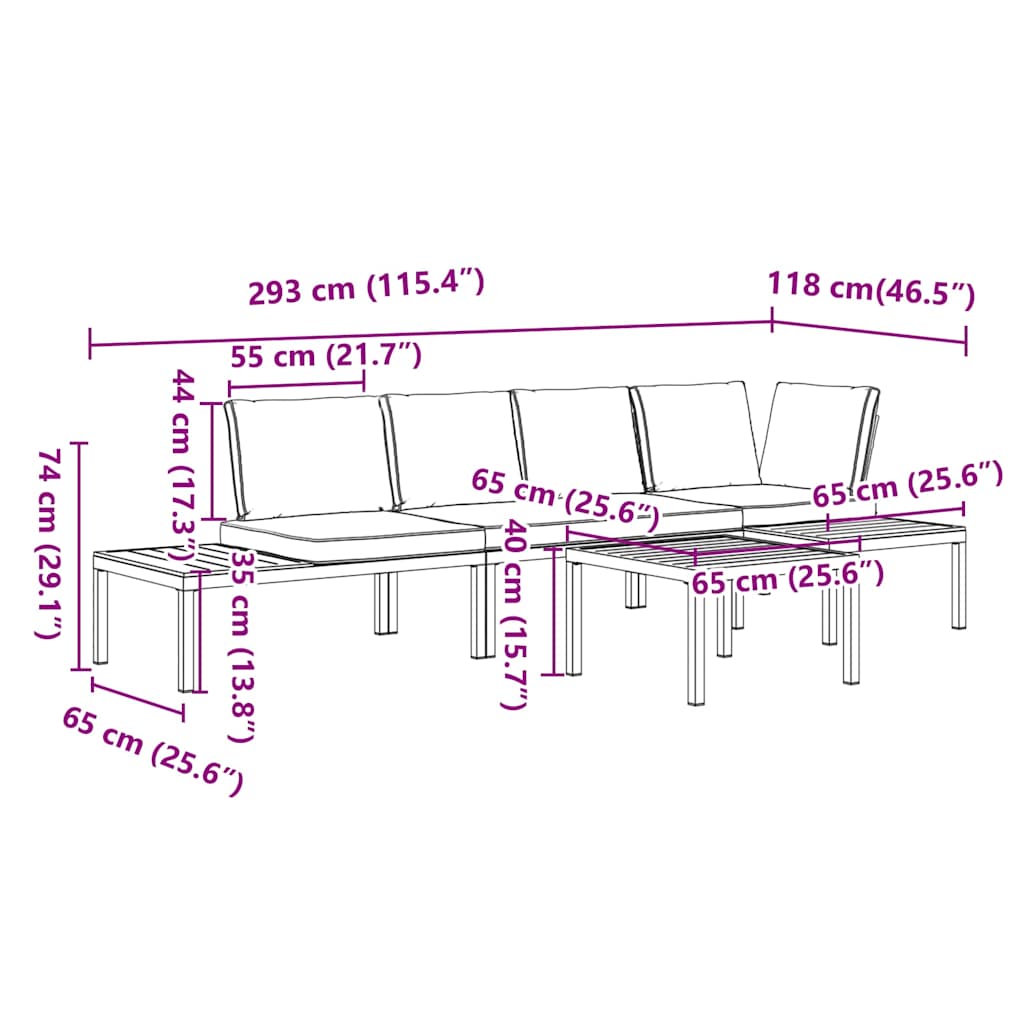 4-delige Loungeset met kussens aluminium zwart is nu te koop bij PeponiXL, paradijselijk wonen!
