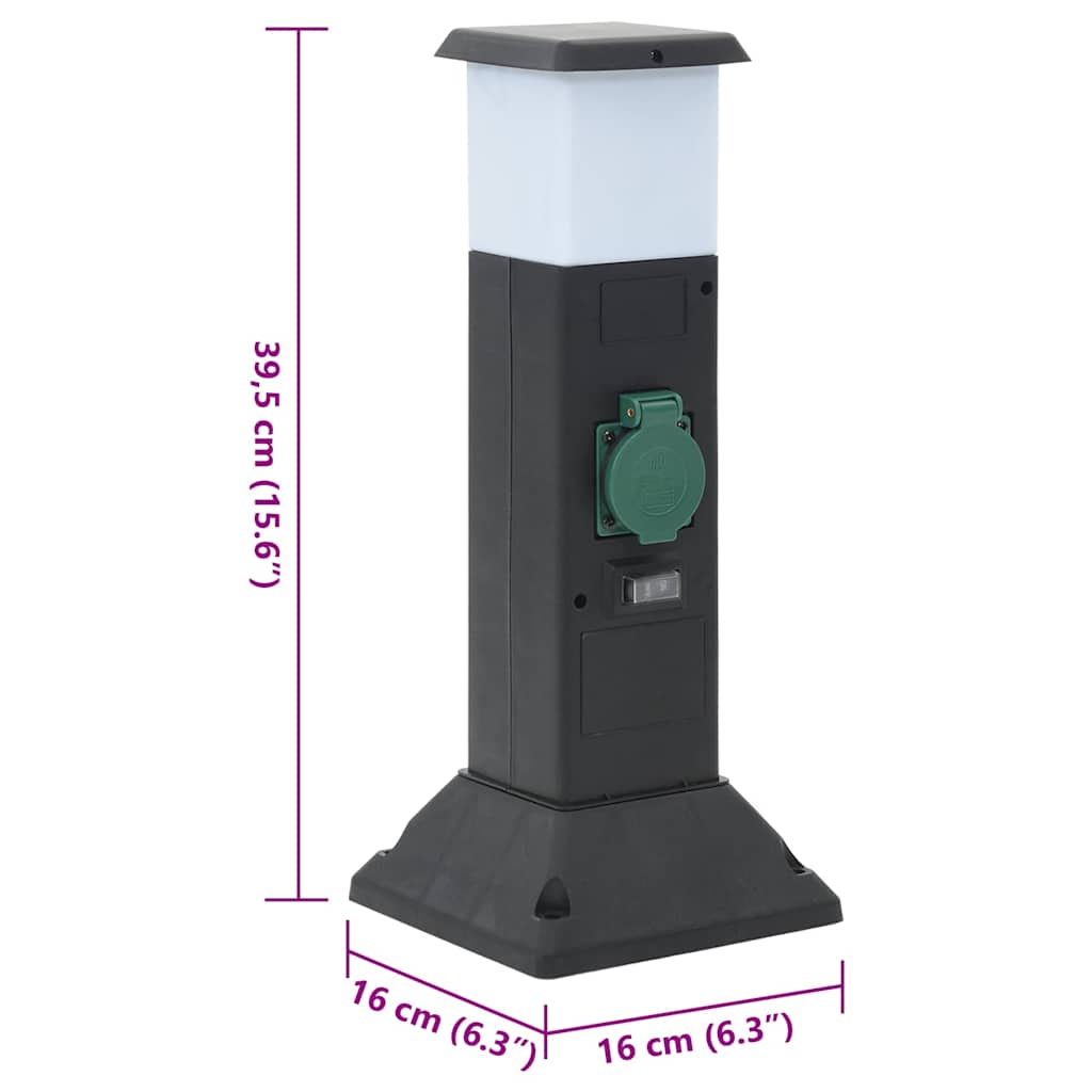 Tuinstopcontact met lamp en grondpin 2-wegs 16x16x39,5 cm is nu te koop bij PeponiXL, paradijselijk wonen!