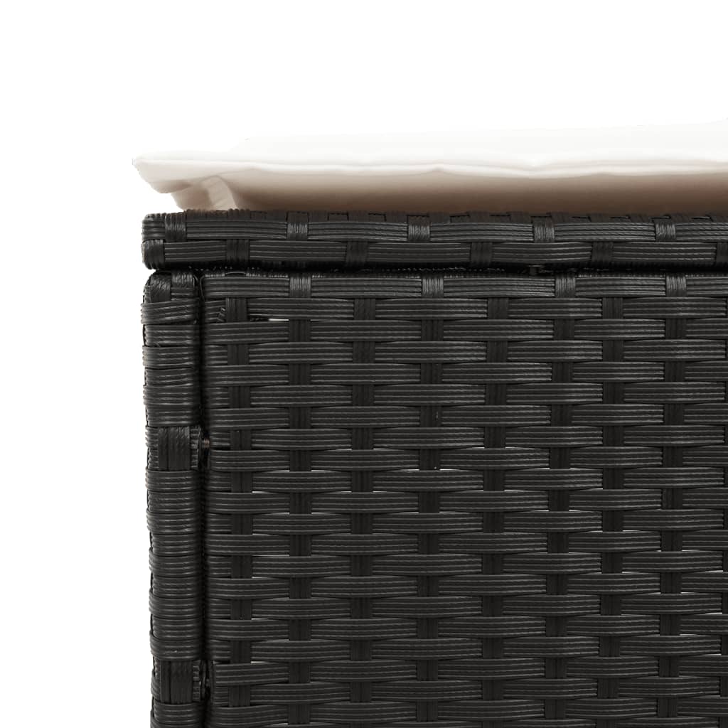 3-delige Ligbeddenset met kussens poly rattan zwart is nu te koop bij PeponiXL, paradijselijk wonen!
