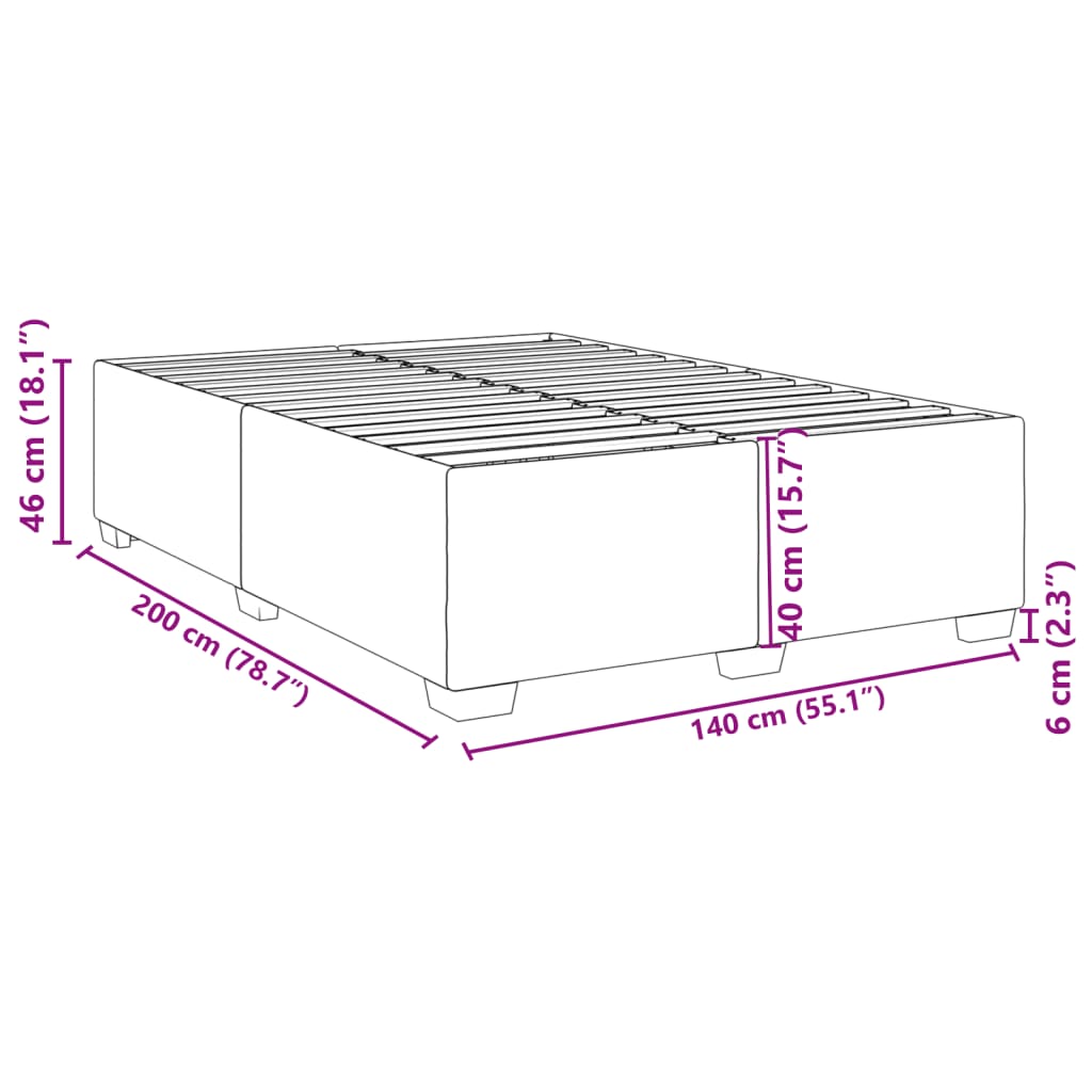 Bedframe zonder matras 140x200 cm fluweel lichtgrijs is nu te koop bij PeponiXL, paradijselijk wonen!