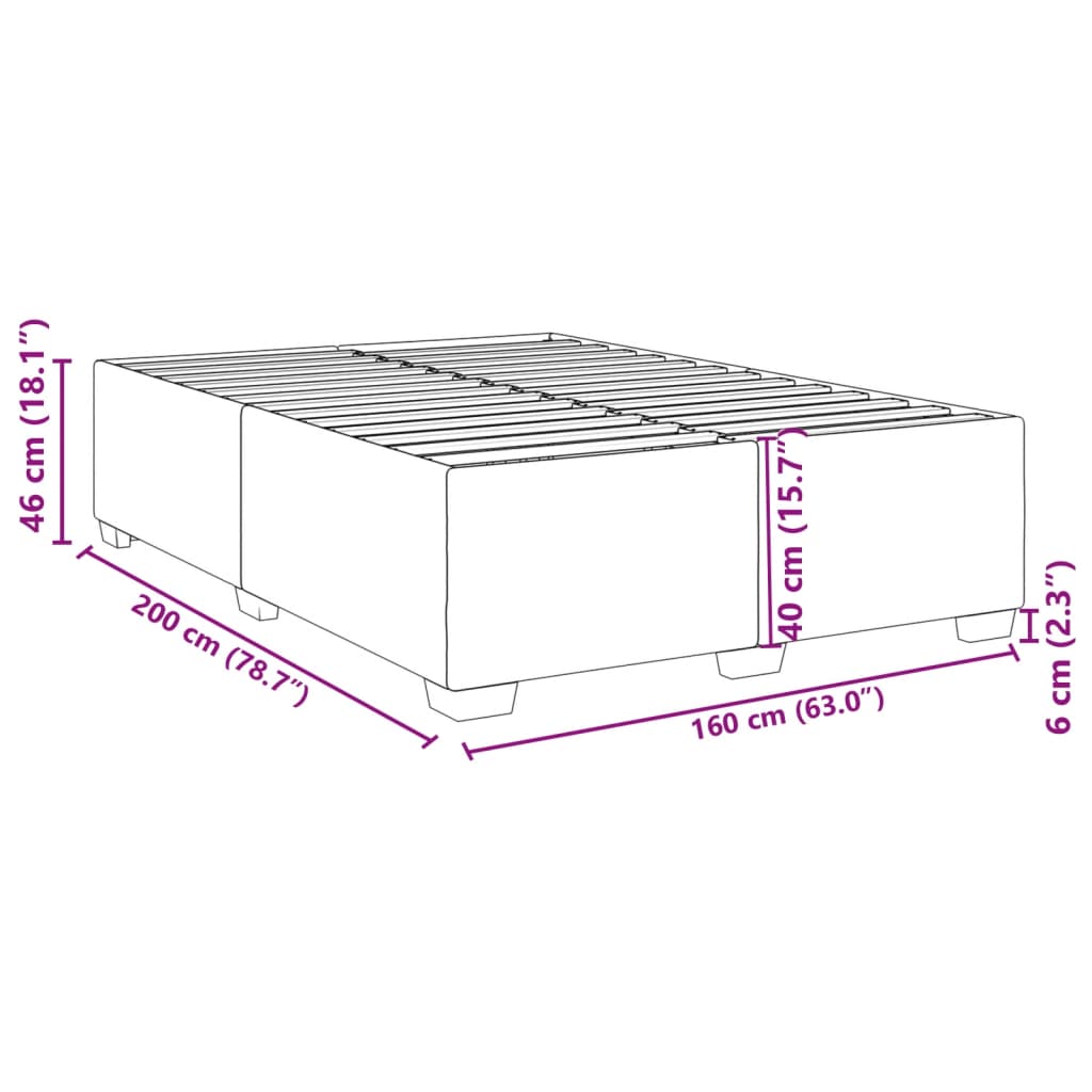 Bedframe zonder matras 160x200 cm fluweel zwart is nu te koop bij PeponiXL, paradijselijk wonen!
