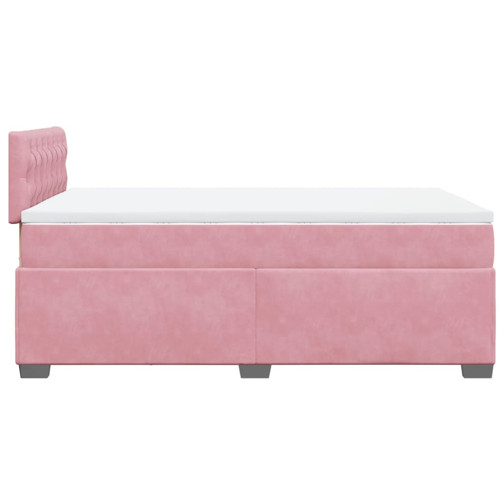 Boxspring met matras fluweel roze 120x200 cm is nu te koop bij PeponiXL, paradijselijk wonen!