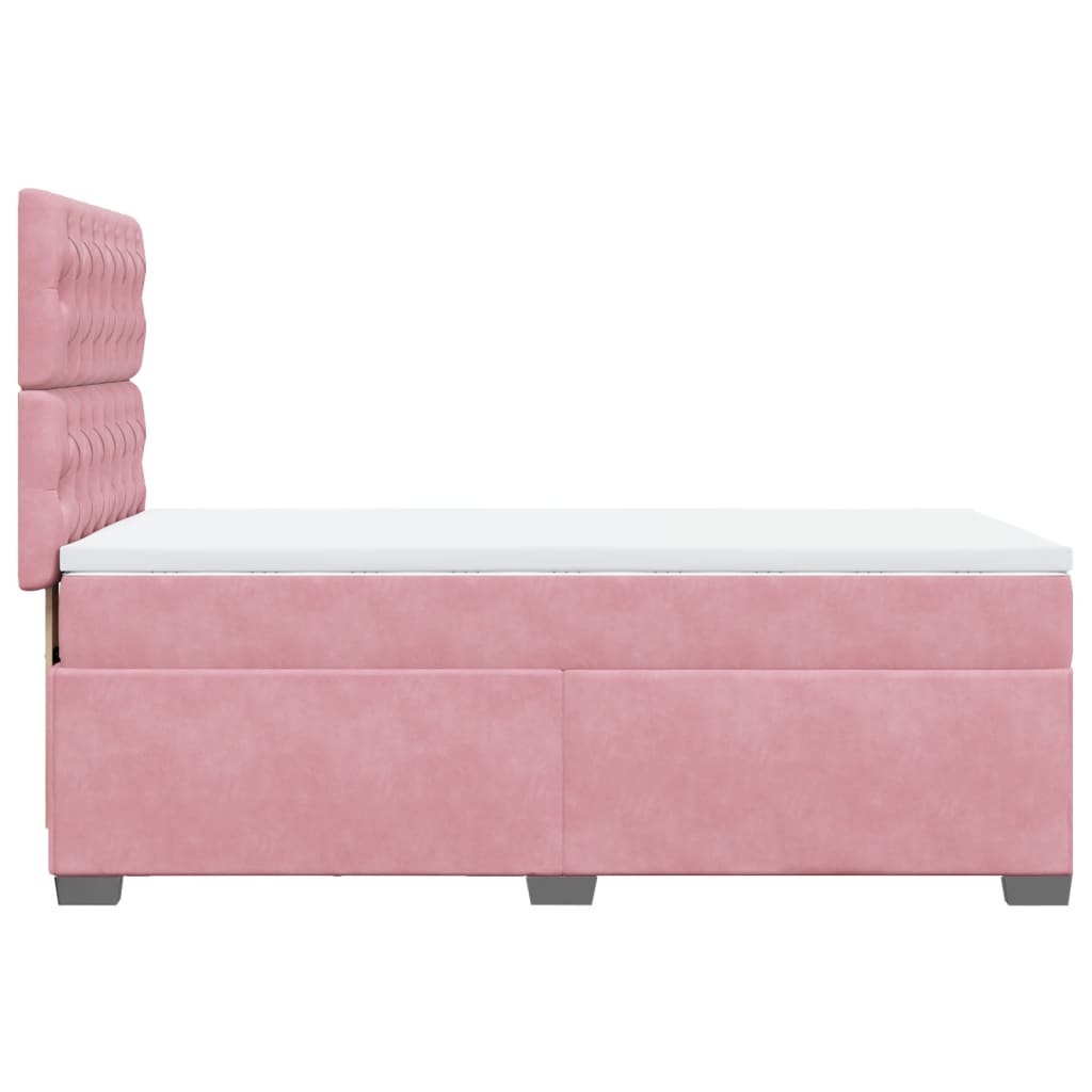 Boxspring met matras fluweel roze 90x200 cm is nu te koop bij PeponiXL, paradijselijk wonen!