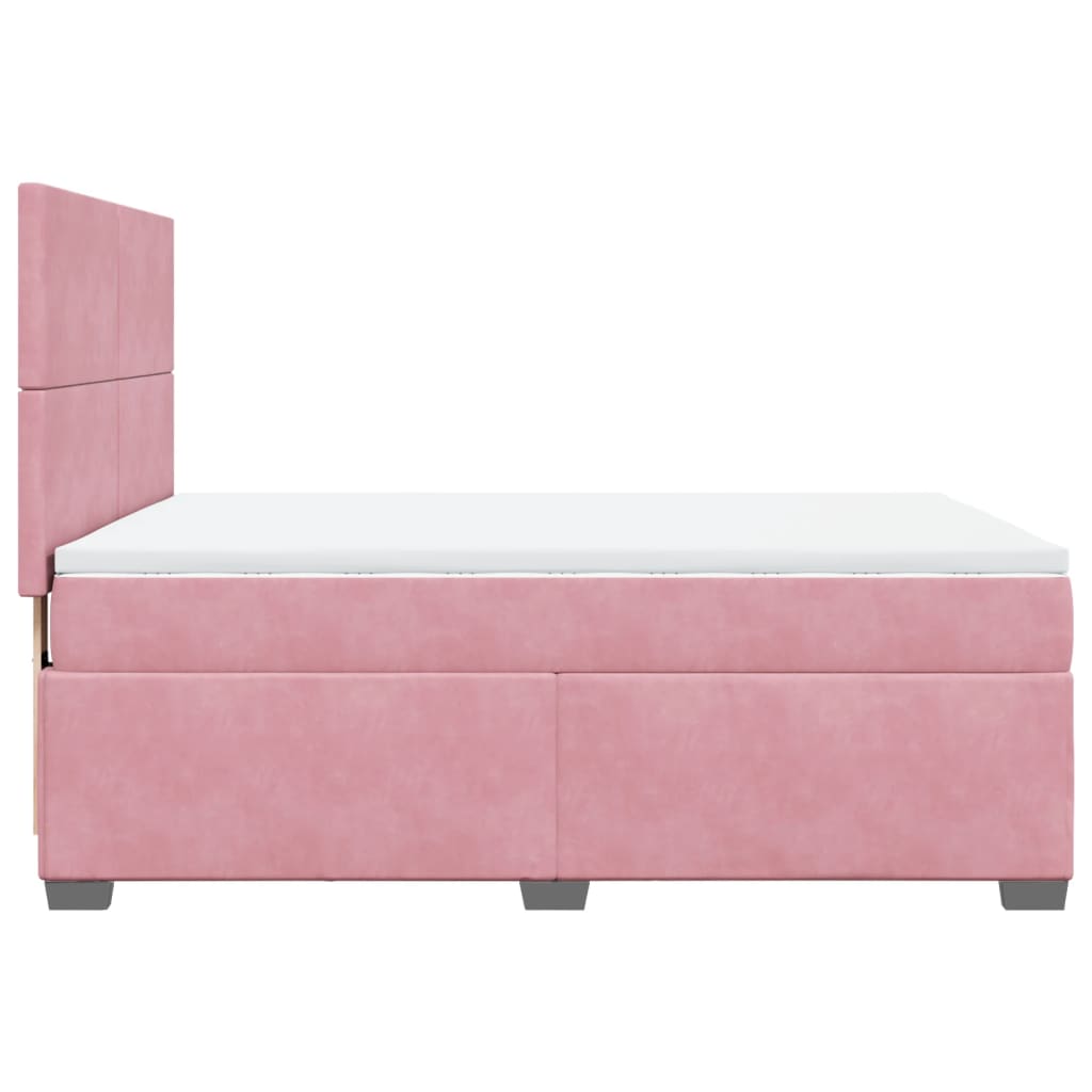 Boxspring met matras fluweel roze 140x190 cm is nu te koop bij PeponiXL, paradijselijk wonen!