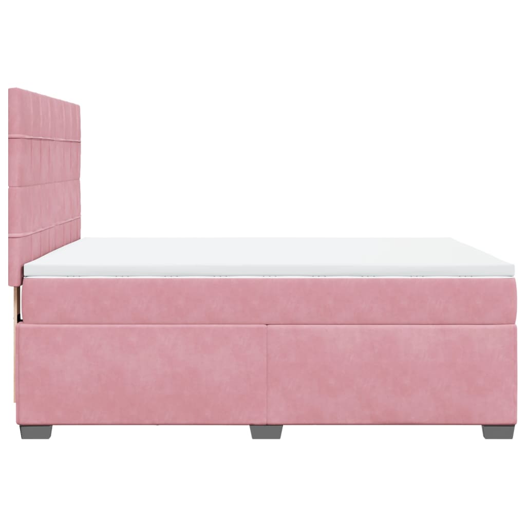 Boxspring met matras fluweel roze 140x190 cm is nu te koop bij PeponiXL, paradijselijk wonen!