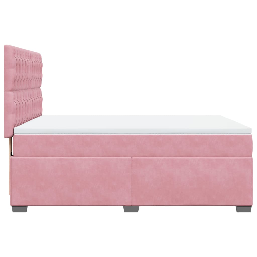 Boxspring met matras fluweel roze 160x200 cm is nu te koop bij PeponiXL, paradijselijk wonen!