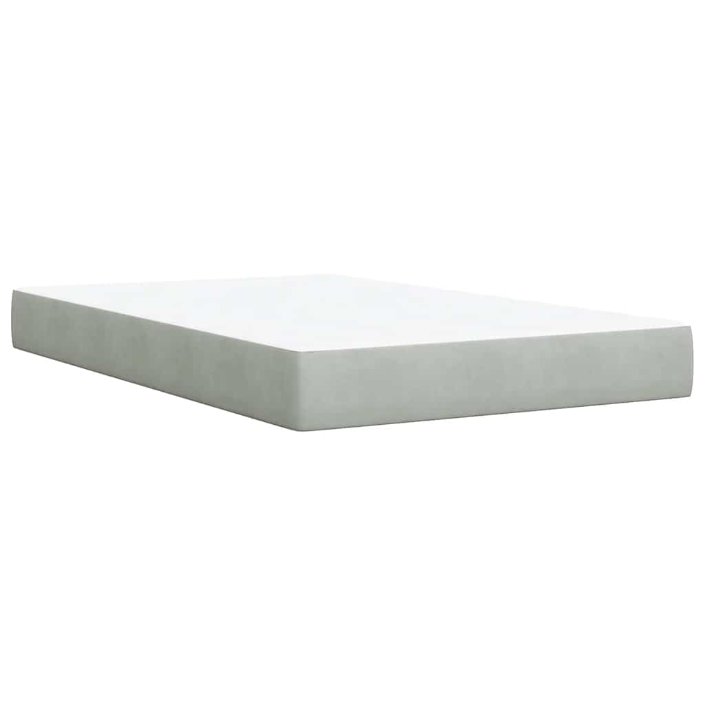 Boxspring met matras fluweel lichtgrijs 120x200 cm is nu te koop bij PeponiXL, paradijselijk wonen!
