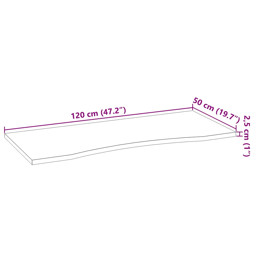 Bureaublad rechthoekig 120x50x2,5 cm onbehandeld eikenhout is nu te koop bij PeponiXL, paradijselijk wonen!