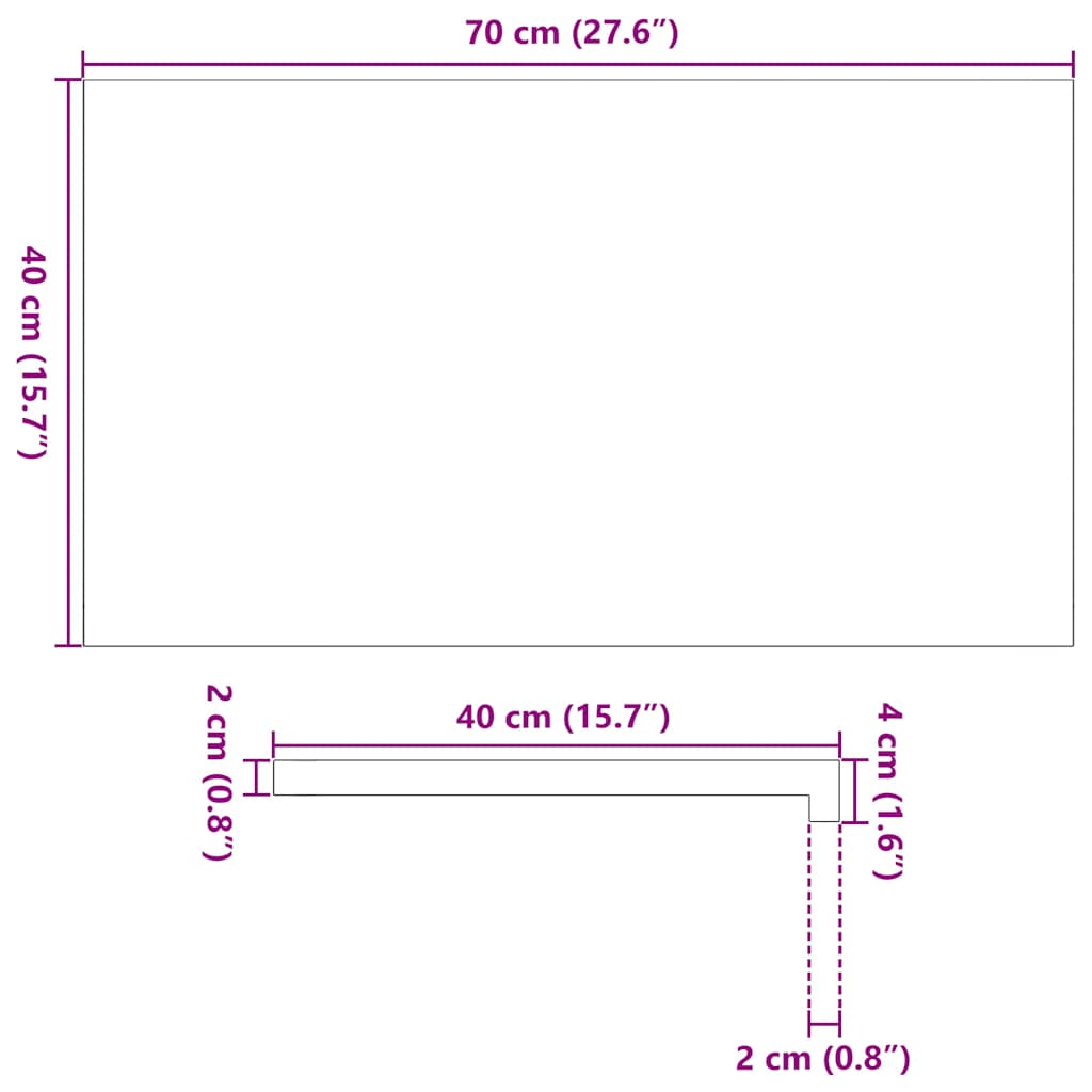 Vensterbanken 2 st 70x40x2 cm massief eikenhout bruin-zwart