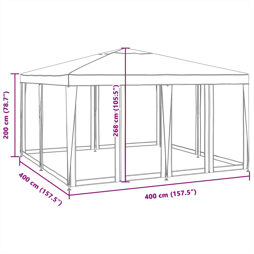 Partytent met 8 mesh zijwanden 4x4 m HDPE wit is nu te koop bij PeponiXL, paradijselijk wonen!