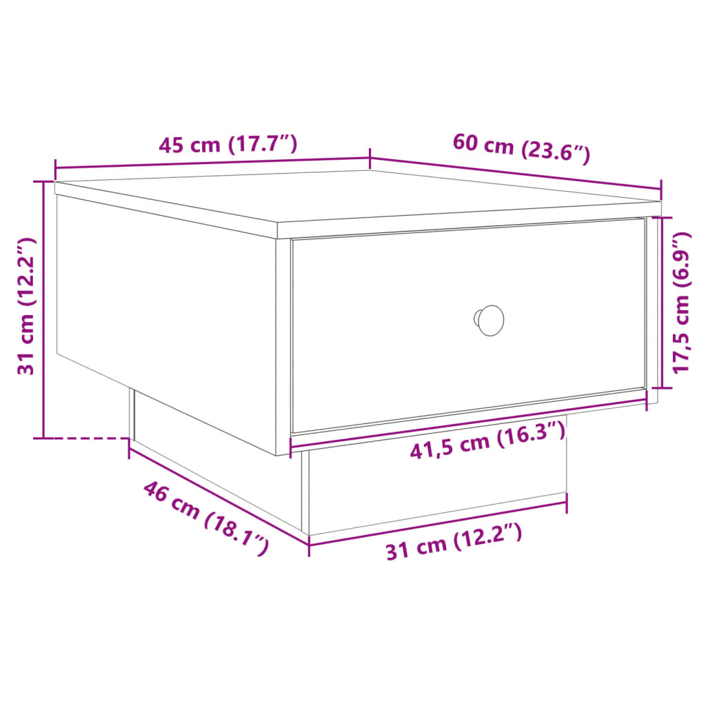 Salontafel 60x45x31 cm bewerkt hout wit is nu te koop bij PeponiXL, paradijselijk wonen!