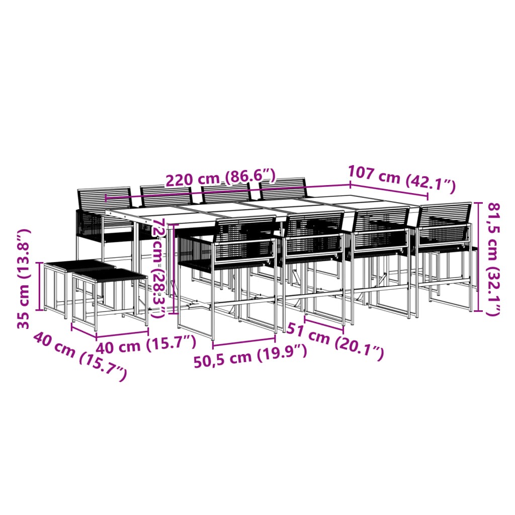13-delige Tuinset poly rattan zwart is nu te koop bij PeponiXL, paradijselijk wonen!