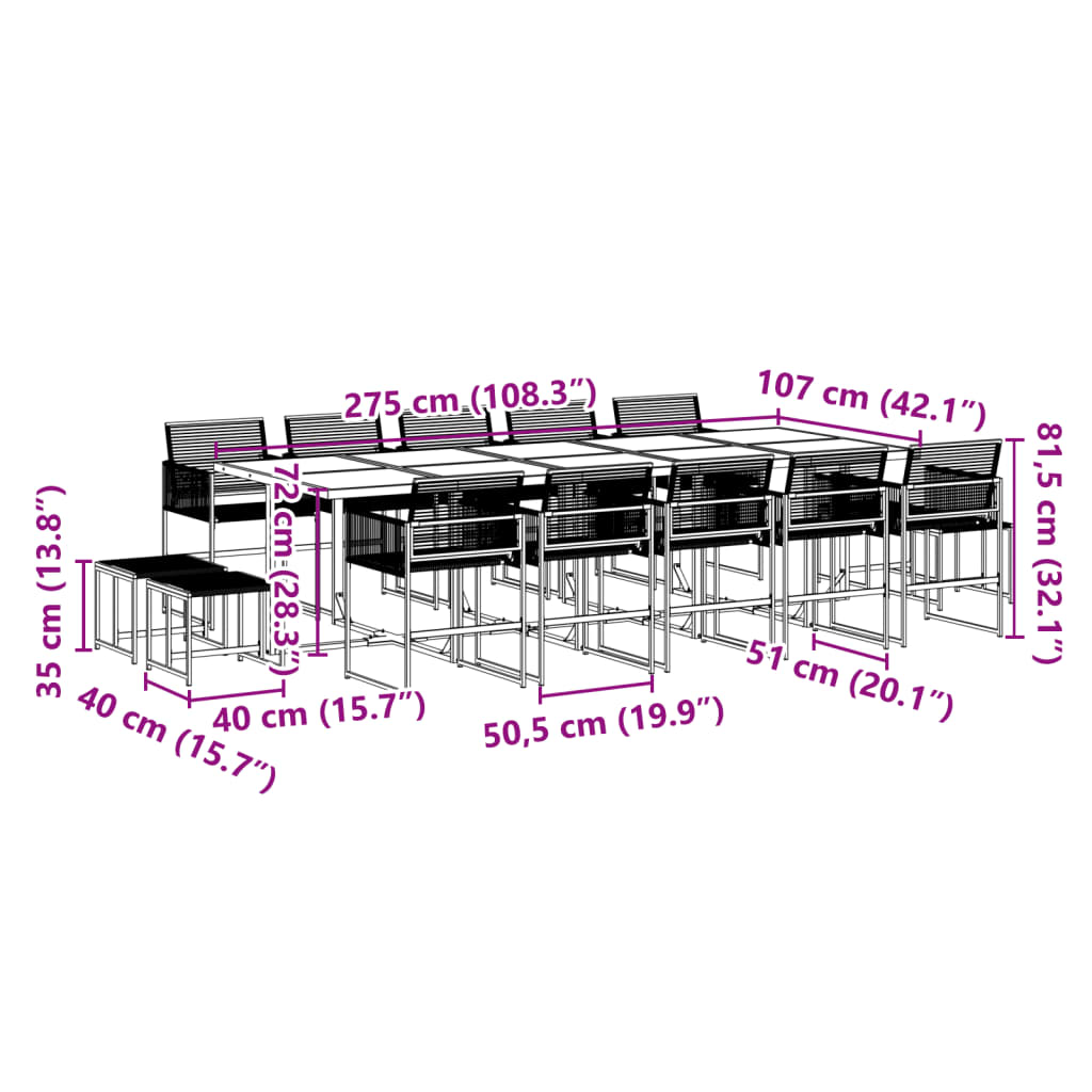 15-delige Tuinset poly rattan zwart is nu te koop bij PeponiXL, paradijselijk wonen!