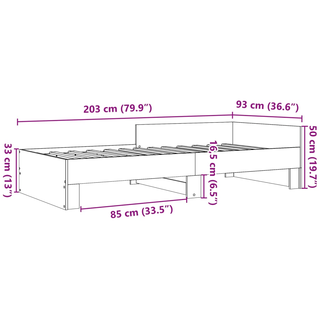Bedframe zonder matras hout sonoma eikenkleurig 90x200 cm is nu te koop bij PeponiXL, paradijselijk wonen!