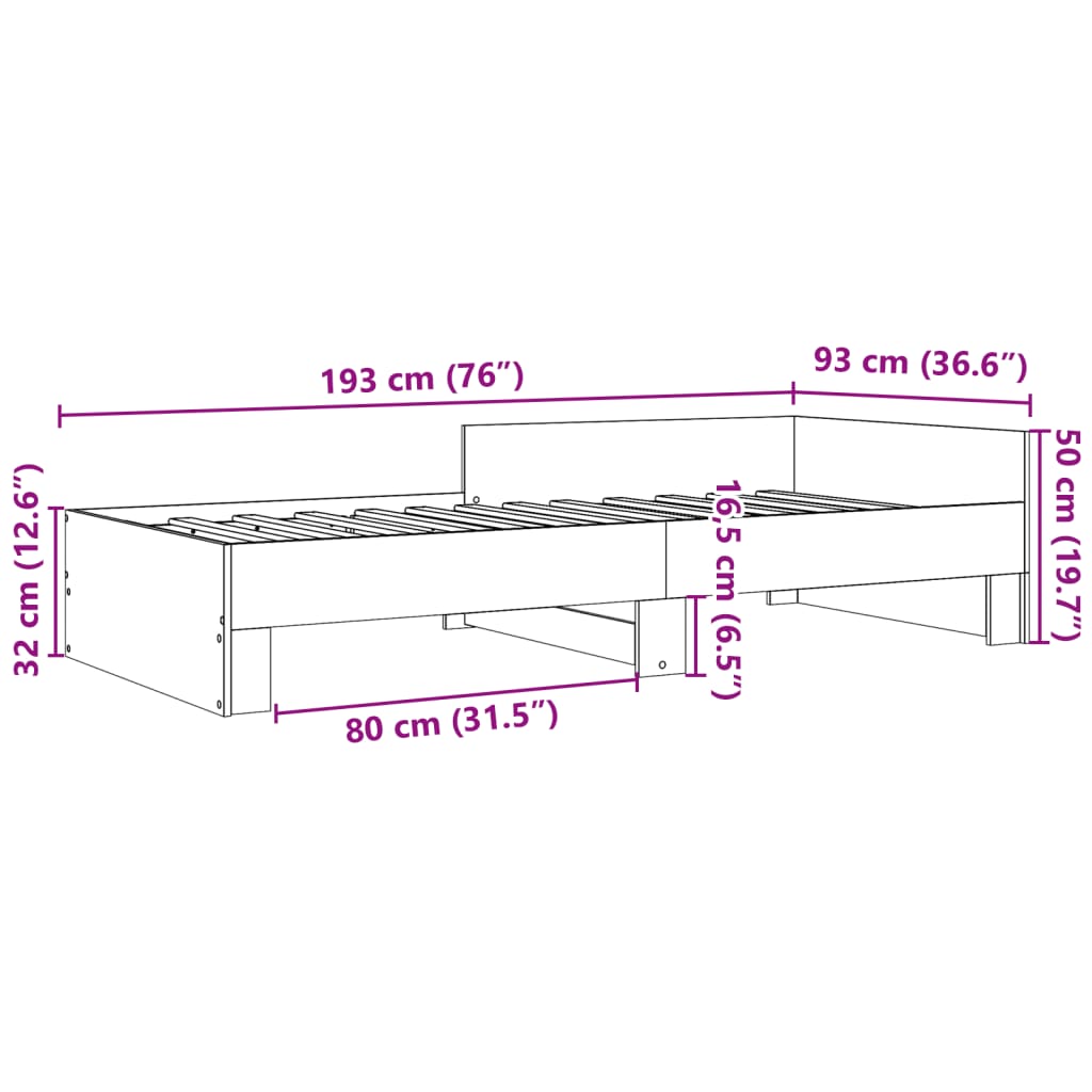 Bedframe bewerkt hout grijs sonoma eikenkleurig 90x190 cm is nu te koop bij PeponiXL, paradijselijk wonen!