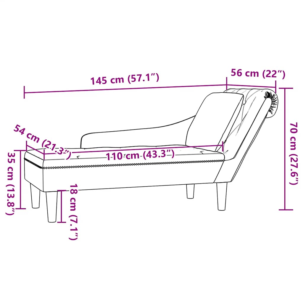 Chaise longue met kussen en rechterarmleuning fluweel wijnrood is nu te koop bij PeponiXL, paradijselijk wonen!