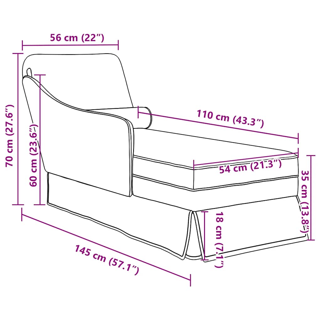 Chaise longue met bolster en rechterarmleuning fluweel zwart is nu te koop bij PeponiXL, paradijselijk wonen!