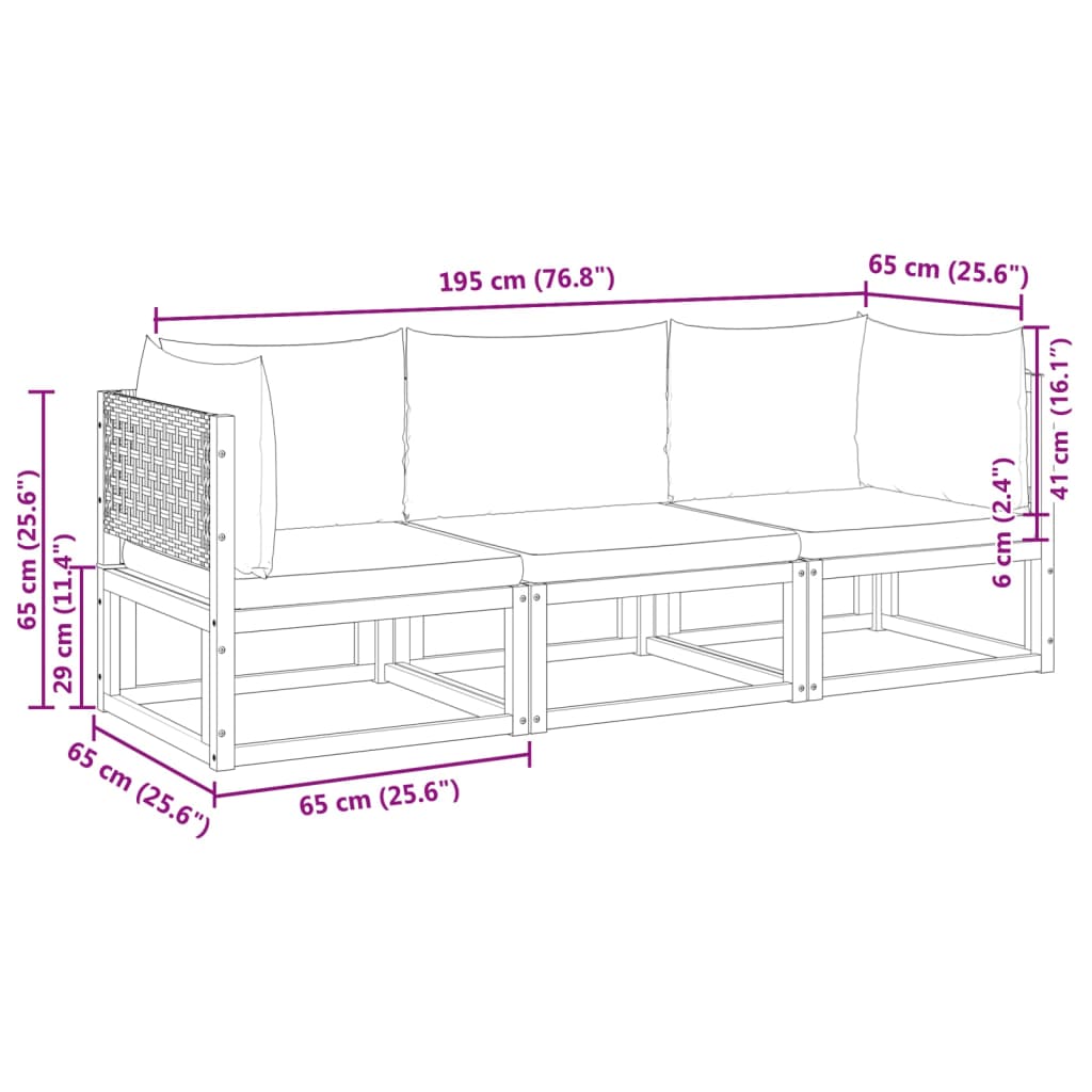 3-delige tuinbankset met kussens acaciahout & rotan is nu te koop bij PeponiXL, paradijselijk wonen!